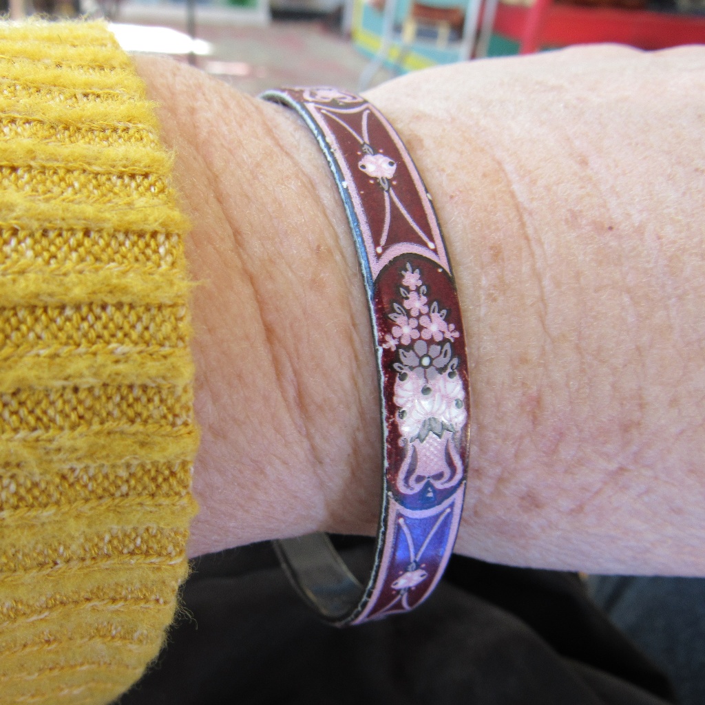 Vintage Austrian Metal And Enamel Bangle